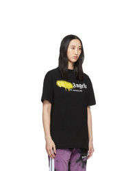 Palm Angels Black And Yellow Los Angeles Sprayed T Shirt