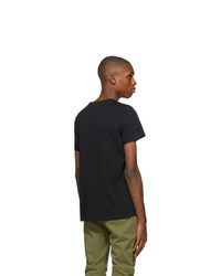 Balmain Black Bi Color Flocked Logo T Shirt