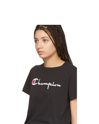 Champion Reverse Weave Black Big Script T Shirt