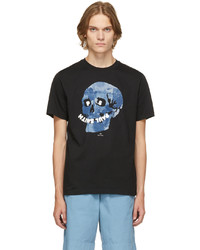 Ps By Paul Smith Black Blue Floral Skull T Shirt