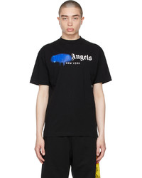 Palm Angels Black Blue Sprayed Logo New York T Shirt