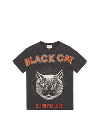 Gucci Black Cat Print T Shirt