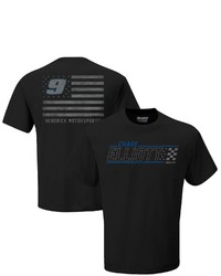 HENDRICK MOTORSPORTS TEAM COLLECTION Black Chase Elliott Tonal Patriotic Flag T Shirt