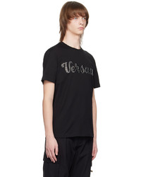 Versace Black Crystal Varsity T Shirt