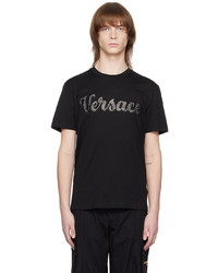 Versace Black Crystal Varsity T Shirt