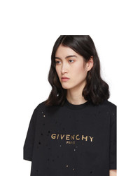 Givenchy Black Distressed Logo T Shirt