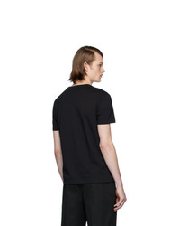Alexander McQueen Black Embroidered Floral Logo T Shirt