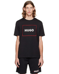 Hugo Black Embroidered T Shirt