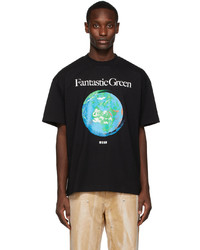 MSGM Black Fantastic Green Graphic T Shirt