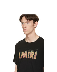 Amiri Black Flame Logo T Shirt