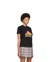 MSGM Black Flame Logo T Shirt