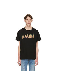 Amiri Black Flame Logo T Shirt