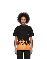 Palm Angels Black Flames T Shirt
