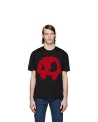 McQ Alexander McQueen Black Flocked Logo T Shirt