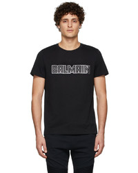 Balmain Black Flocked Logo T Shirt