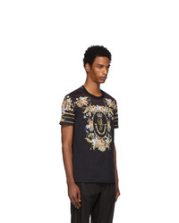 Dolce and Gabbana Black Floral T Shirt