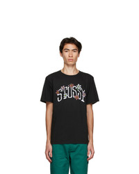 Stussy Black Flower Collegiate T Shirt