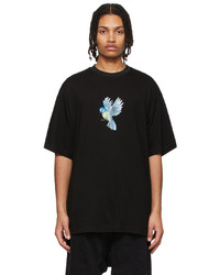 JERIH Black Flying Bluebird T Shirt