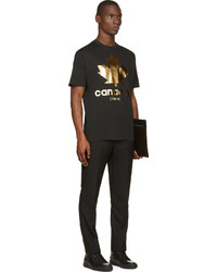 DSQUARED2 Black Gold Canadas Twin Print T Shirt