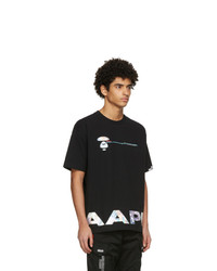 AAPE BY A BATHING APE Black Iridescent Logo T Shirt