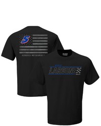 HENDRICK MOTORSPORTS TEAM COLLECTION Black Kyle Larson Tonal Patriotic Flag T Shirt