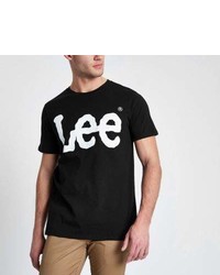 River Island Black Lee Logo Print Crew Neck T Shirt
