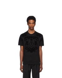 Dolce and Gabbana Black Logo Flocked T Shirt
