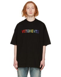Vetements Black Multicolor Crystal Logo T Shirt