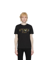 Fendi Black Multicolor Logo T Shirt