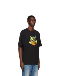 MAISON KITSUNÉ Black Neon Fox T Shirt