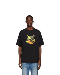 MAISON KITSUNÉ Black Neon Fox T Shirt