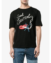 Saint Laurent Black No Smoking Logo T Shirt
