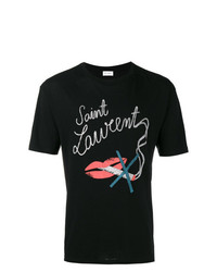 Saint Laurent Black No Smoking Logo T Shirt