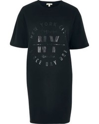 River Island Black Nyc Print Longline T Shirt