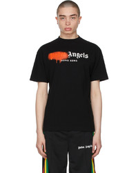 Palm Angels Black Orange Sprayed Logo Hong Kong T Shirt