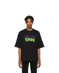 VERSACE JEANS COUTURE Black Oversize Crew Logo T Shirt