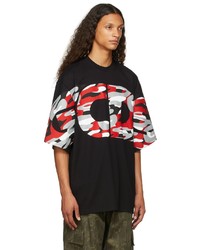 Gcds Black Oversized Camo T Shirt