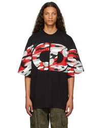 Gcds Black Oversized Camo T Shirt