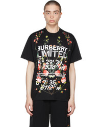 Burberry Black Oversized Montage Print T Shirt