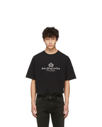 Balenciaga Black Paris Laurel Regular Fit T Shirt