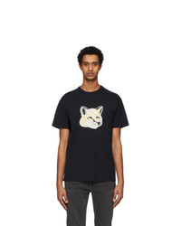 MAISON KITSUNÉ Black Pastel Fox Head Embroidery T Shirt