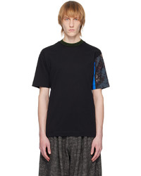 Dries Van Noten Black Patchwork Sleeve T Shirt