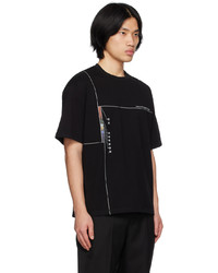 C2h4 Black Printed T Shirt