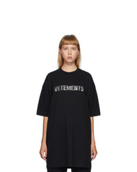 Vetements Black Rhinestone T Shirt