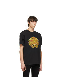 VERSACE JEANS COUTURE Black Rococo Crystal Motif T Shirt