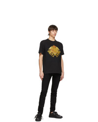VERSACE JEANS COUTURE Black Rococo Crystal Motif T Shirt