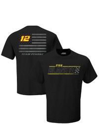 TEAM PENSKE Black Ryan Blaney Tonal Patriotic Flag T Shirt