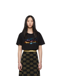 Gucci Black Sequin Vintage Logo T Shirt