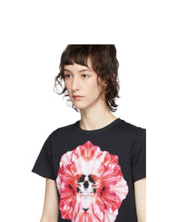 Alexander McQueen Black Skull Flower T Shirt