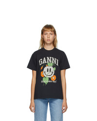 Ganni Black Smiley Flower T Shirt